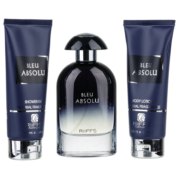 Nusuk Set Cadou Bleu Absolu - Apa de Parfum EDP 100ml | Gel de Dus & Lotiune de Corp 100ml pentru Barbati