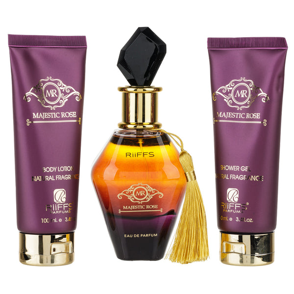 Nusuk Set Cadou Majestic Rose | Apă de Parfum 100ml + Gel de Duș 100ml + Lotiune de Corp 100ml pentru Ea