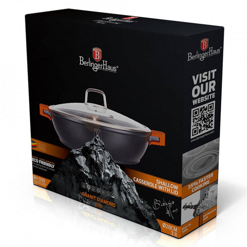 Cratita cu capac 28 cm Granit Diamond Line Berlinger Haus BH 1109N