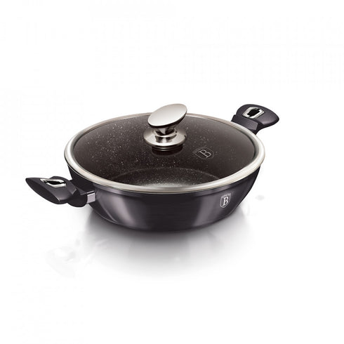 Cratita joasa cu capac Metallic Line Shiny Black Edition BerlingerHaus BH 6608