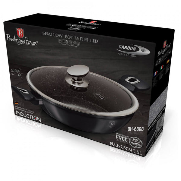 Cratita joasa cu capac Metallic Line Carbon Pro Edition BerlingerHaus BH 6899