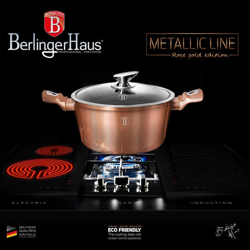 Oala cu capac 20 cm Rose Gold (Cupru) Metallic Line Berlinger Haus BH 1514N