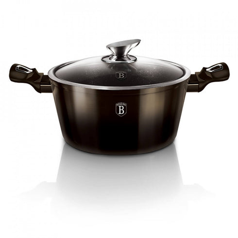 Oala cu capac Metallic Line Shiny Black Edition BerlingerHaus BH 6605