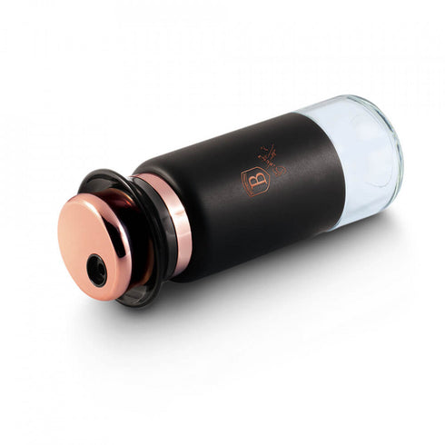 Set 2 recipiente pentru sare si piper 120 ml si suport din otel inoxidabil Black Rose Collection Berlinger Haus BH 1994