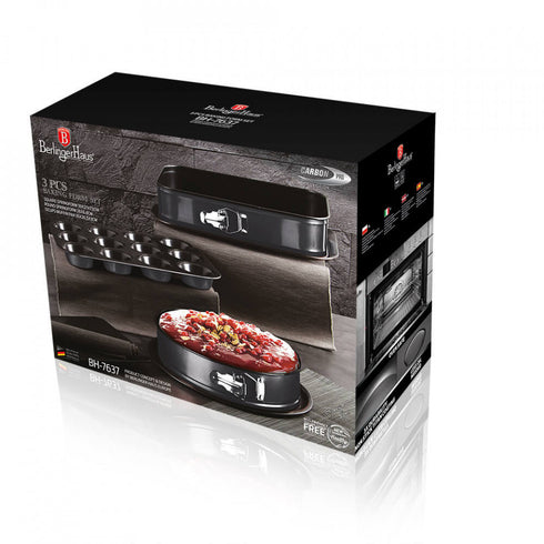 Set 3 tavi pentru cuptor Metallic Line Carbon Pro Edition BerlingerHaus BH 7637