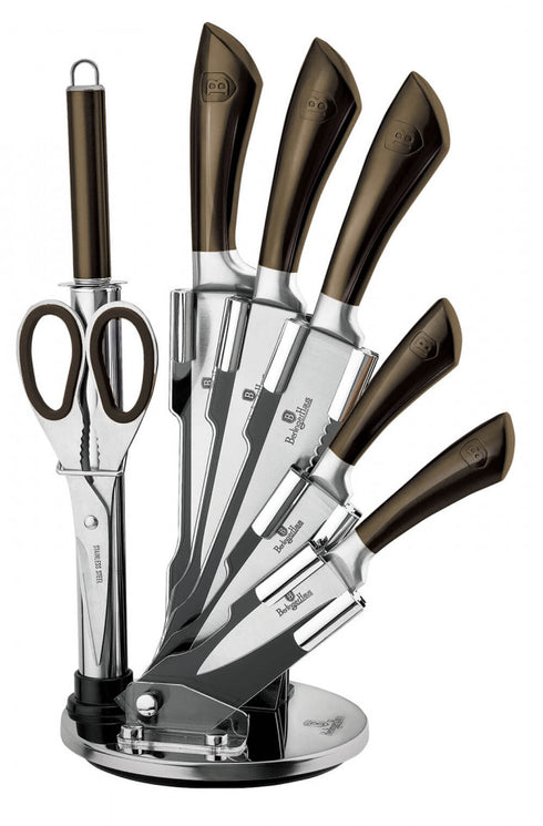 Set cutite otel inoxidabil (8 piese) Metallic Line Shiny Black Edition Berlinger Haus BH 2668
