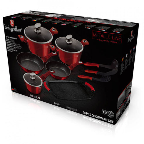 Set oale si tigai (14 piese) Burgundy Metallic Line BerlingerHaus BH 6781