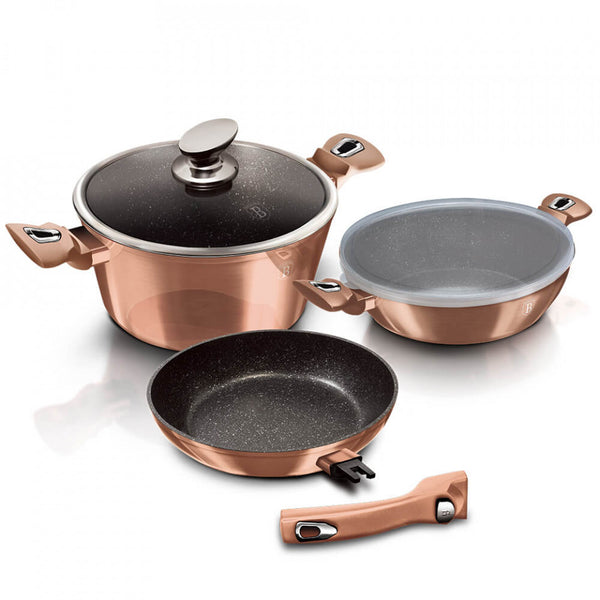 Set oale si tigai (6 piese) Rose Gold Metallic Line BerlingerHaus BH 7051