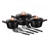 Set oale si tigai marmorate (10 piese) din aluminiu forjat Black Rose Collection Berlinger Haus BH 6154