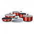 Set oale si tigai marmorate cu maner detasabil (12 piese) din aluminiu forjat Burgundy Metalic Line Berlinger Haus BH 1674