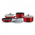 Set oale si tigai marmorate cu maner detasabil (9 piese) din aluminiu forjat Burgundy Metalic Line Berlinger Haus BH 6145